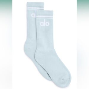 ALO Yoga Throwback Sock S/M Core: Powder Blue/White NWT